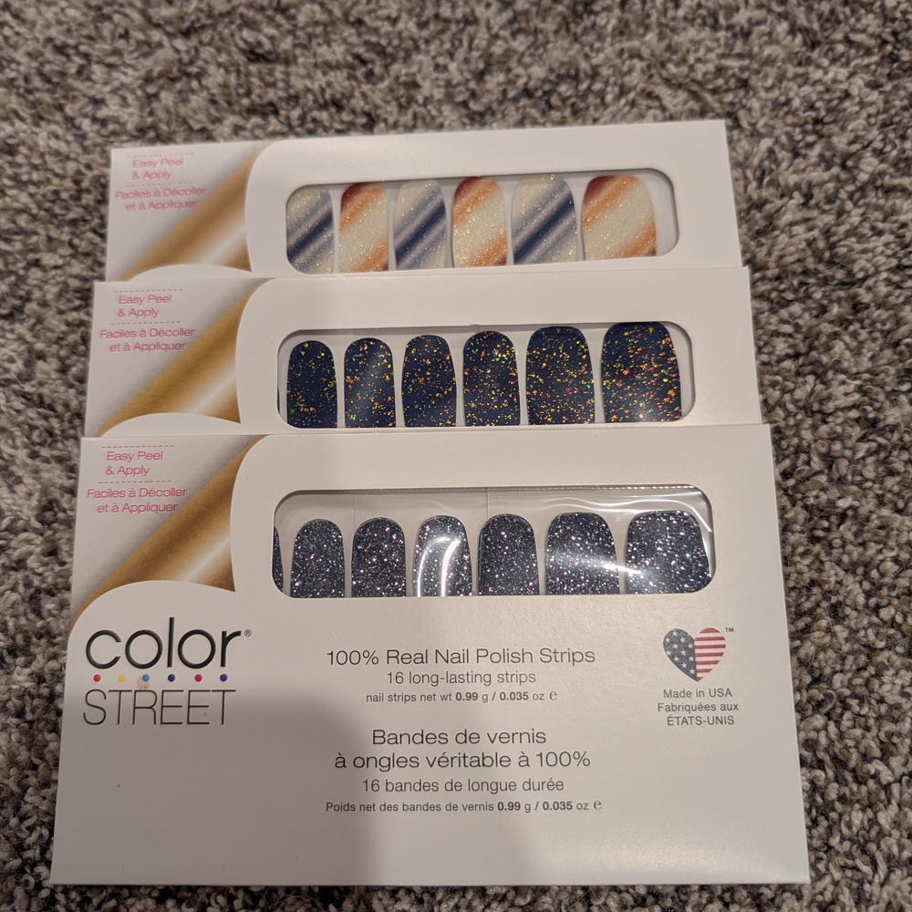 Color Street Rings of Saturn, Deepwater Opal, and Moon River Nail Strips